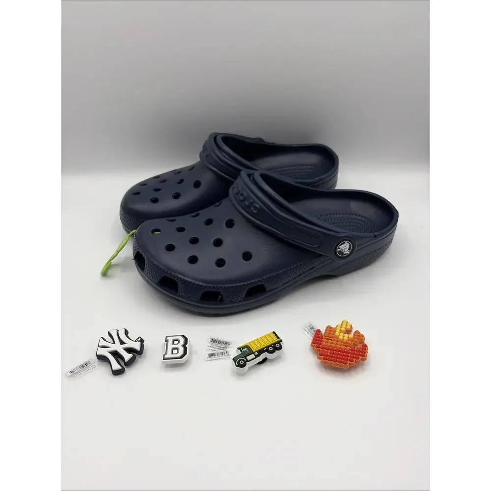 Crocs Blue Kids Classic Clog 206991 Size J4 Youth 4 Slip On NWT w 4 Jibbitz